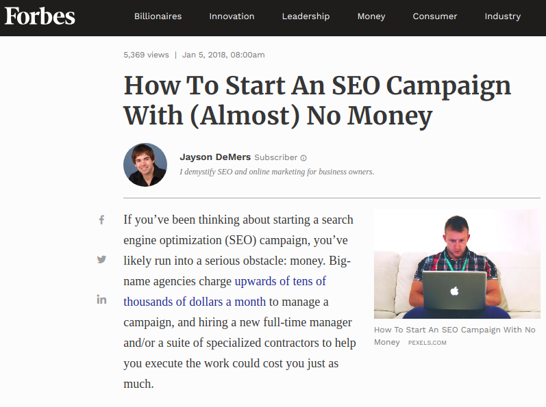 how to start seo campaign from forbes - not a long form content - not by a long shot