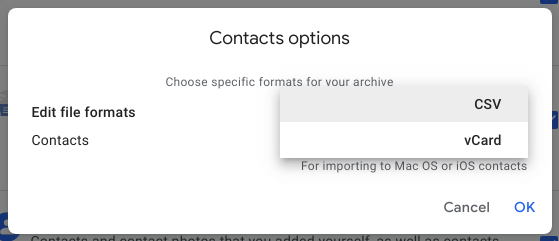 google contacts backup for google takeout