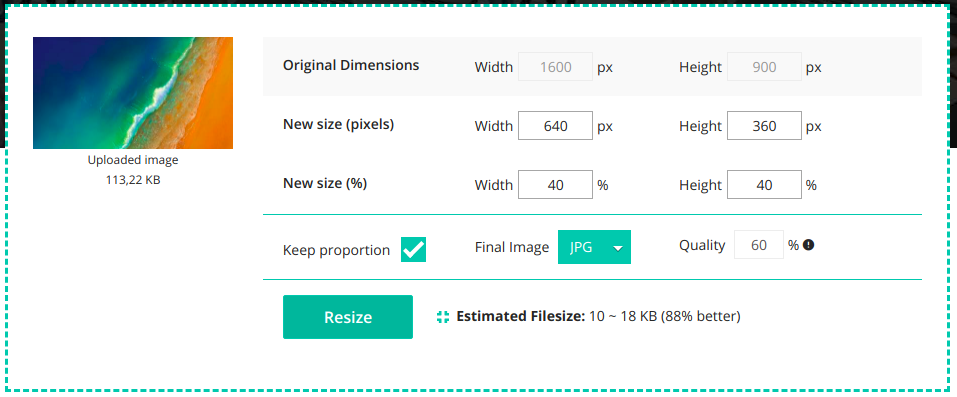 optimized image - jpeg format compress images and improve website performance