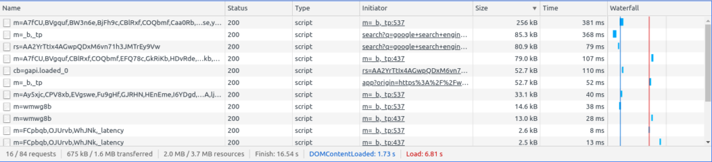 developer console javascript calls