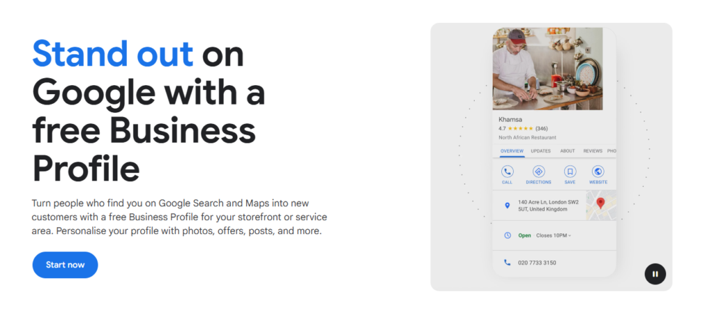 The Google Business Profile is a good place to start