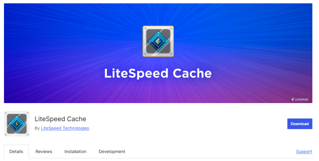 LiteSpeed Cache download page